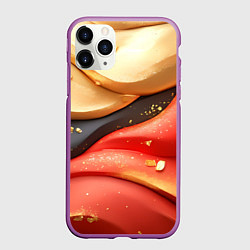 Чехол iPhone 11 Pro матовый Красно-желтая объемная текстура, цвет: 3D-фиолетовый