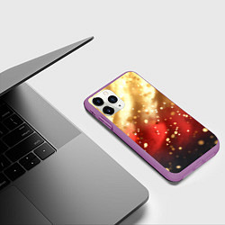 Чехол iPhone 11 Pro матовый Волнистая текстура с блестками, цвет: 3D-фиолетовый — фото 2