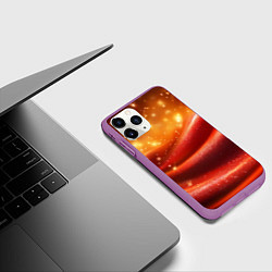 Чехол iPhone 11 Pro матовый Красная волнистая текстура с блеском, цвет: 3D-фиолетовый — фото 2