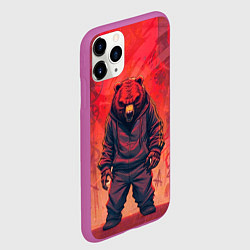 Чехол iPhone 11 Pro матовый Мишка на спорте, цвет: 3D-фиолетовый — фото 2