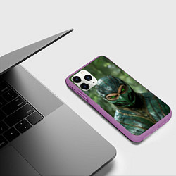 Чехол iPhone 11 Pro матовый Рептилия с зелеными глазами, цвет: 3D-фиолетовый — фото 2