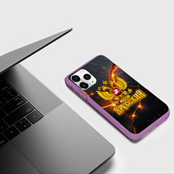 Чехол iPhone 11 Pro матовый Я русский - золотой герб РФ, цвет: 3D-фиолетовый — фото 2