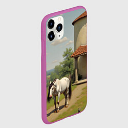 Чехол iPhone 11 Pro матовый Старый домик и лошадь, цвет: 3D-фиолетовый — фото 2