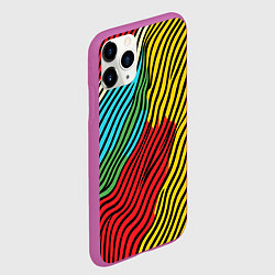 Чехол iPhone 11 Pro матовый Абстрактные цветные линии, цвет: 3D-фиолетовый — фото 2