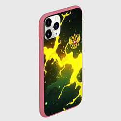 Чехол iPhone 11 Pro матовый Герб России зеленый разлом, цвет: 3D-малиновый — фото 2
