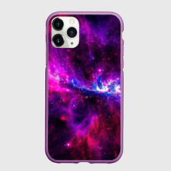 Чехол iPhone 11 Pro матовый Неоновый галактический космос, цвет: 3D-фиолетовый