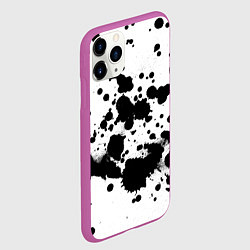 Чехол iPhone 11 Pro матовый Брызги черной краски, цвет: 3D-фиолетовый — фото 2