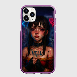 Чехол iPhone 11 Pro матовый Девушка с разбитым сердцем, цвет: 3D-фиолетовый