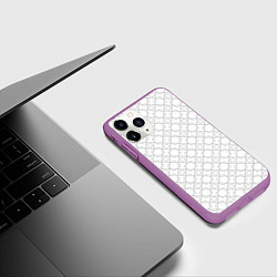 Чехол iPhone 11 Pro матовый Белые пазлы диагональный паттерн, цвет: 3D-фиолетовый — фото 2