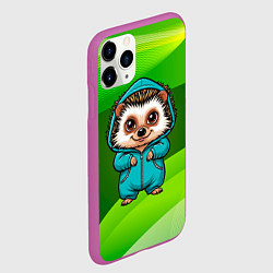 Чехол iPhone 11 Pro матовый Колючий еж в комбенезоне, цвет: 3D-фиолетовый — фото 2