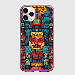 Чехол iPhone 11 Pro матовый Орнаменты Майя, цвет: 3D-фиолетовый