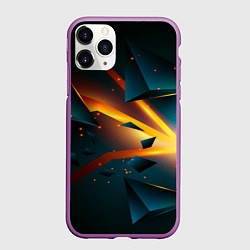 Чехол iPhone 11 Pro матовый Космический неоновый разлом, цвет: 3D-фиолетовый
