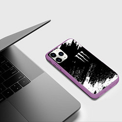 Чехол iPhone 11 Pro матовый Monster energy белые краски, цвет: 3D-фиолетовый — фото 2