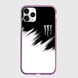 Чехол iPhone 11 Pro матовый Monster energy белые штрихи, цвет: 3D-фиолетовый