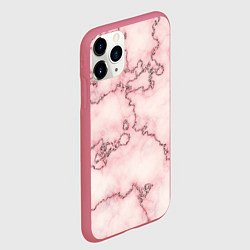 Чехол iPhone 11 Pro матовый Розовая абстракция с мраморной текстурой и блеском, цвет: 3D-малиновый — фото 2