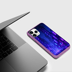 Чехол iPhone 11 Pro матовый Одинокий город неона, цвет: 3D-фиолетовый — фото 2
