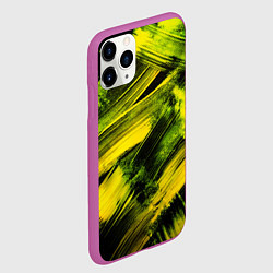 Чехол iPhone 11 Pro матовый Мазки краски цвета лайм, цвет: 3D-фиолетовый — фото 2