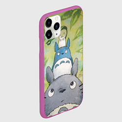 Чехол iPhone 11 Pro матовый Тоторо в лесу акварель, цвет: 3D-фиолетовый — фото 2