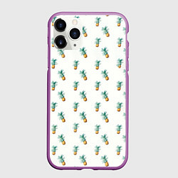 Чехол iPhone 11 Pro матовый Летние мотивы ананас, цвет: 3D-фиолетовый