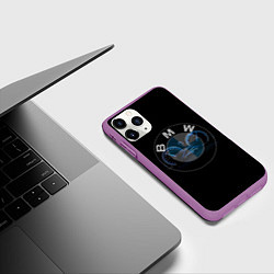 Чехол iPhone 11 Pro матовый BMW спидометр и логотип, цвет: 3D-фиолетовый — фото 2