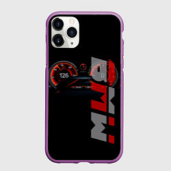 Чехол iPhone 11 Pro матовый BMW спидометр и надпись, цвет: 3D-фиолетовый