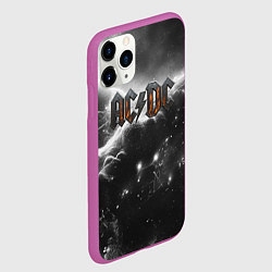 Чехол iPhone 11 Pro матовый ACDC металлический лого черно-белая текстура, цвет: 3D-фиолетовый — фото 2