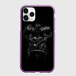 Чехол iPhone 11 Pro матовый Gorilla face in the dark, цвет: 3D-фиолетовый