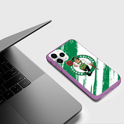Чехол iPhone 11 Pro матовый Boston Celtics white and green, цвет: 3D-фиолетовый — фото 2