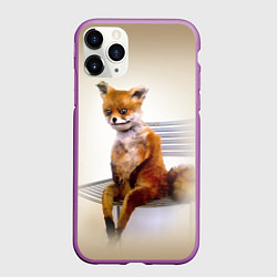 Чехол iPhone 11 Pro матовый Уставший лис мем, цвет: 3D-фиолетовый
