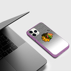 Чехол iPhone 11 Pro матовый Чикаго Блэкхокс - геометрический паттерн с градиен, цвет: 3D-фиолетовый — фото 2