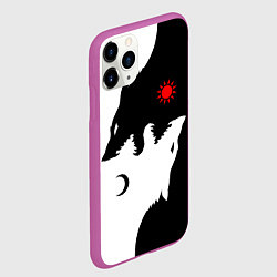 Чехол iPhone 11 Pro матовый Инь янь волки, цвет: 3D-фиолетовый — фото 2