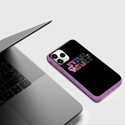 Чехол iPhone 11 Pro матовый Звёздные войны надпись искры, цвет: 3D-фиолетовый — фото 2