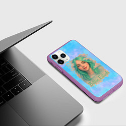 Чехол iPhone 11 Pro матовый Билли Айлиш с зелеными волосами, цвет: 3D-фиолетовый — фото 2