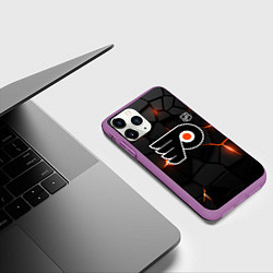 Чехол iPhone 11 Pro матовый Филадельфия Флайерз - НХЛ хоккей, цвет: 3D-фиолетовый — фото 2