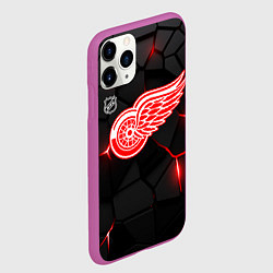Чехол iPhone 11 Pro матовый Детройт Ред Уингз - плиты с подсветкой, цвет: 3D-фиолетовый — фото 2