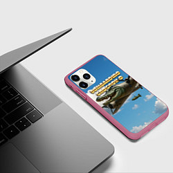 Чехол iPhone 11 Pro матовый Bombardino Crocodillo мем, цвет: 3D-малиновый — фото 2