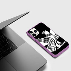 Чехол iPhone 11 Pro матовый Дагестанский орел, цвет: 3D-фиолетовый — фото 2