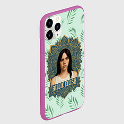Чехол iPhone 11 Pro матовый Билли Айлиш рамка мандала, цвет: 3D-фиолетовый — фото 2