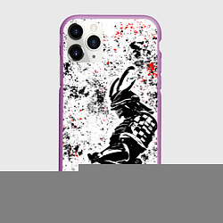 Чехол iPhone 11 Pro матовый Самурай - брызги красок, цвет: 3D-фиолетовый