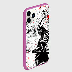 Чехол iPhone 11 Pro матовый Самурай - брызги красок, цвет: 3D-фиолетовый — фото 2