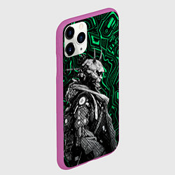 Чехол iPhone 11 Pro матовый Японский кибернетический Они, цвет: 3D-фиолетовый — фото 2