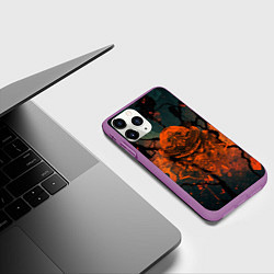 Чехол iPhone 11 Pro матовый Шлем кибернетического самурая, цвет: 3D-фиолетовый — фото 2