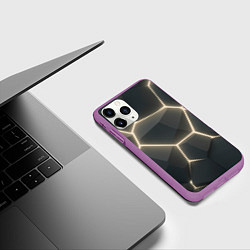 Чехол iPhone 11 Pro матовый Объемные серые плиты, цвет: 3D-фиолетовый — фото 2