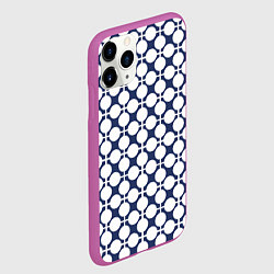 Чехол iPhone 11 Pro матовый Серо-белый узор в клетку и горох ретро, цвет: 3D-фиолетовый — фото 2