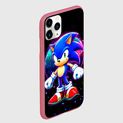 Чехол iPhone 11 Pro матовый Соник в космосе, цвет: 3D-малиновый — фото 2