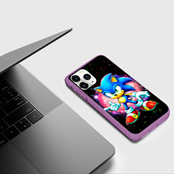 Чехол iPhone 11 Pro матовый Sonic in space, цвет: 3D-фиолетовый — фото 2