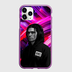 Чехол iPhone 11 Pro матовый Bones в наушниках, цвет: 3D-фиолетовый