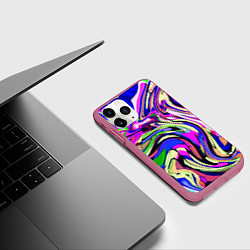 Чехол iPhone 11 Pro матовый Абстракция пластика синий, цвет: 3D-малиновый — фото 2