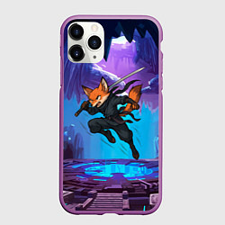 Чехол iPhone 11 Pro матовый Лис ниндзя в прыжке, цвет: 3D-фиолетовый