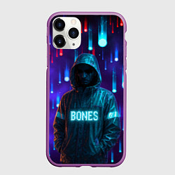 Чехол iPhone 11 Pro матовый Bones в стиле киберпанк, цвет: 3D-фиолетовый